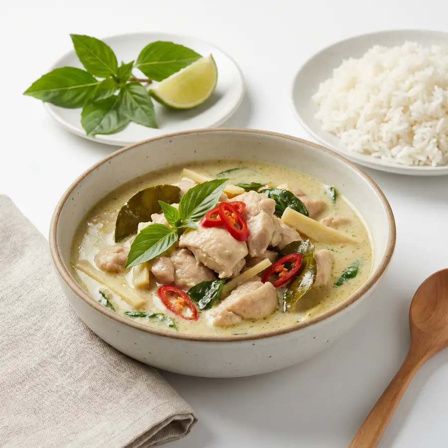 สูตรแกงเขียวหวานอกไก่นมอัลมอนด์