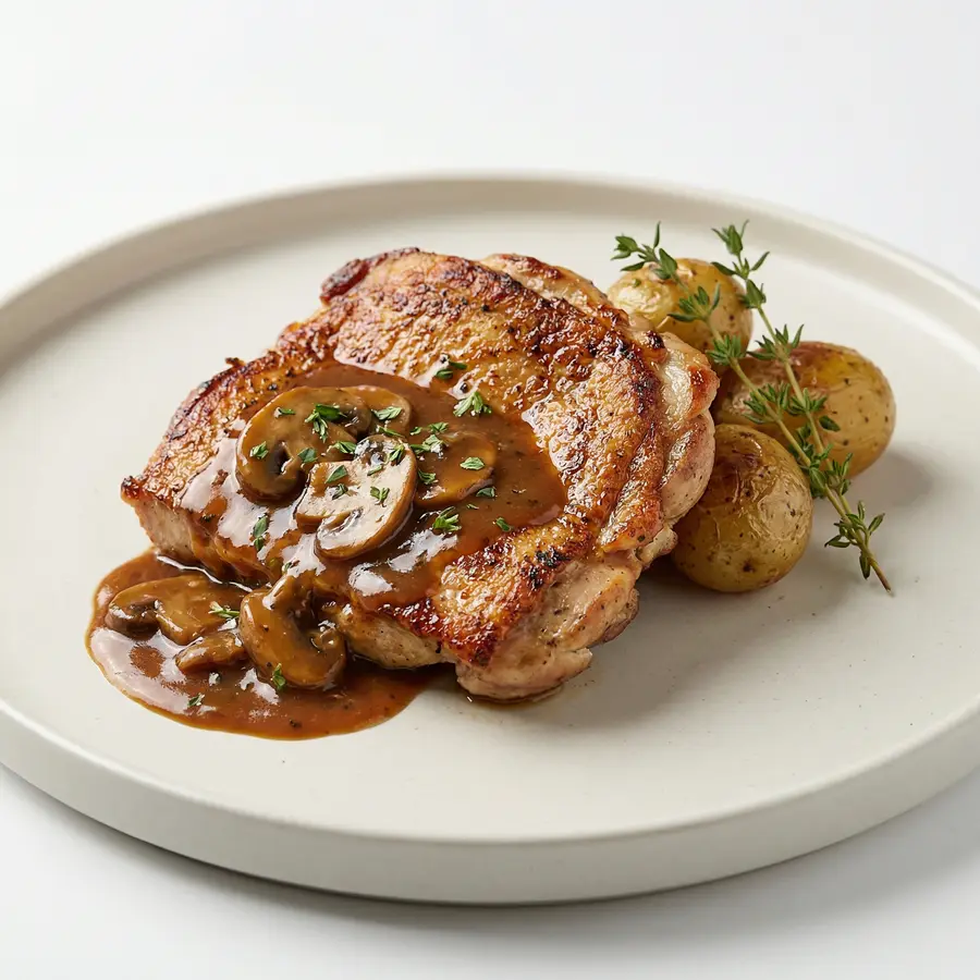 สเต๊กไก่ซอสเห็ด