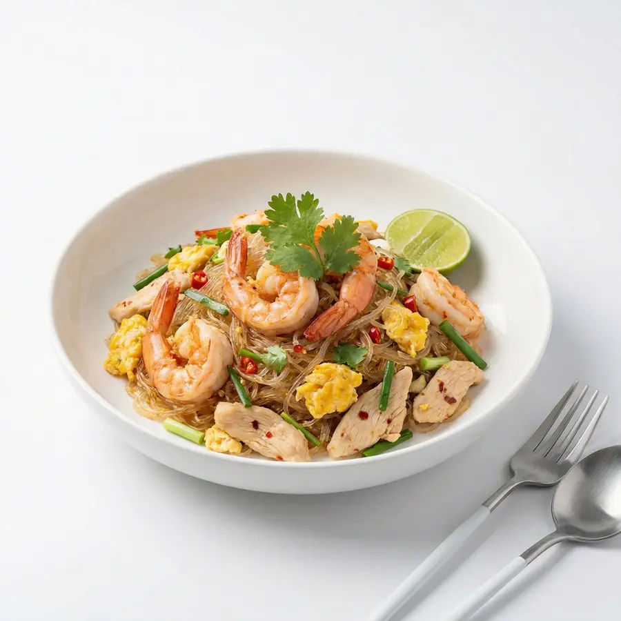 วุ้นเส้นผัดไข่กุ้ง